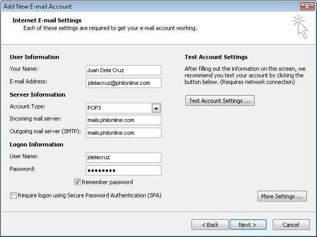 Email Setup in Outlook Express