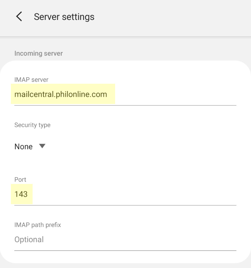 Configuring Samsung Email App